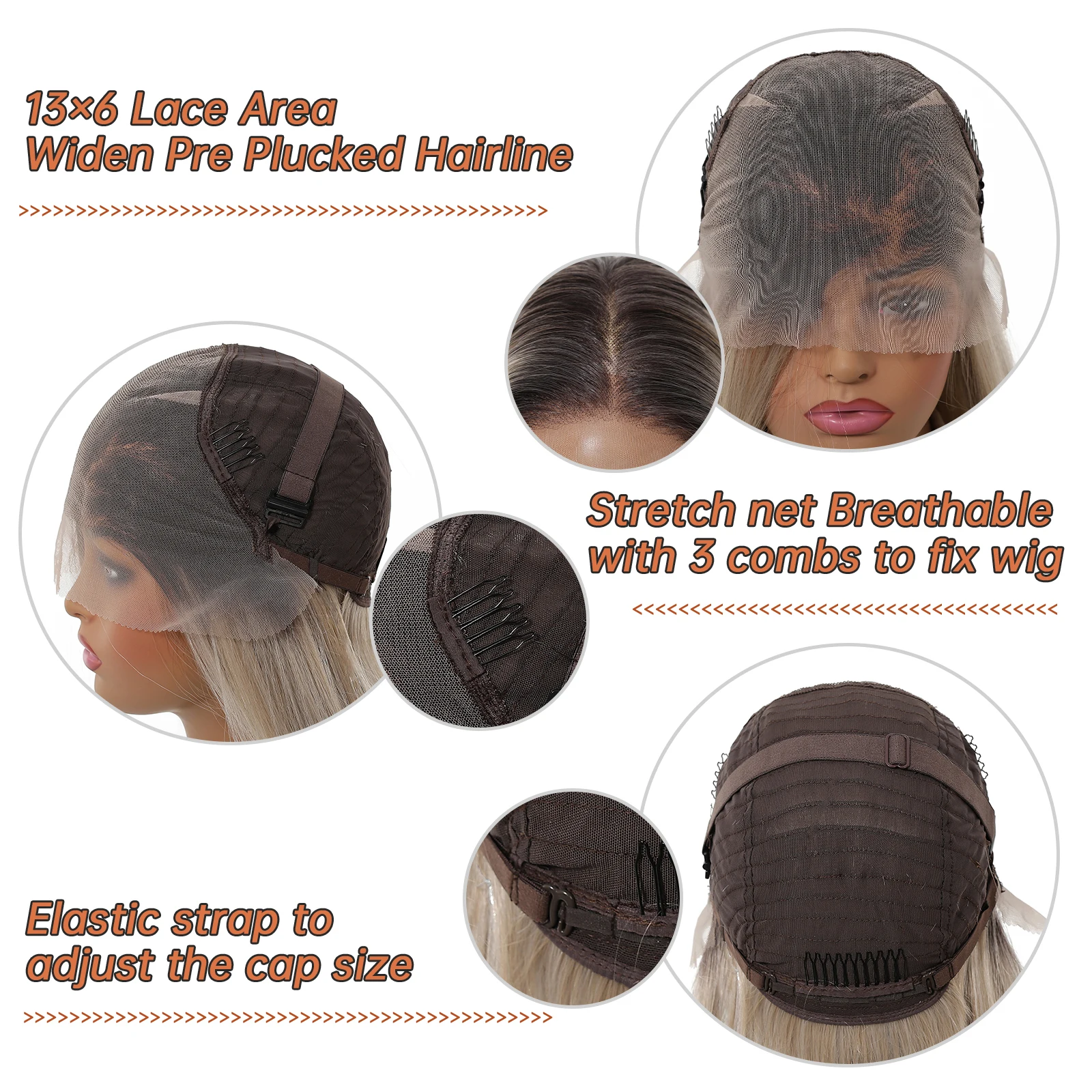 HAIRCUBE براون أومبير مستقيم الدانتيل الباروكات شعري طبيعي 13*6 HD الدانتيل الشفاف الاصطناعية شعر مستعار للنساء جزء مجاني الباروكات