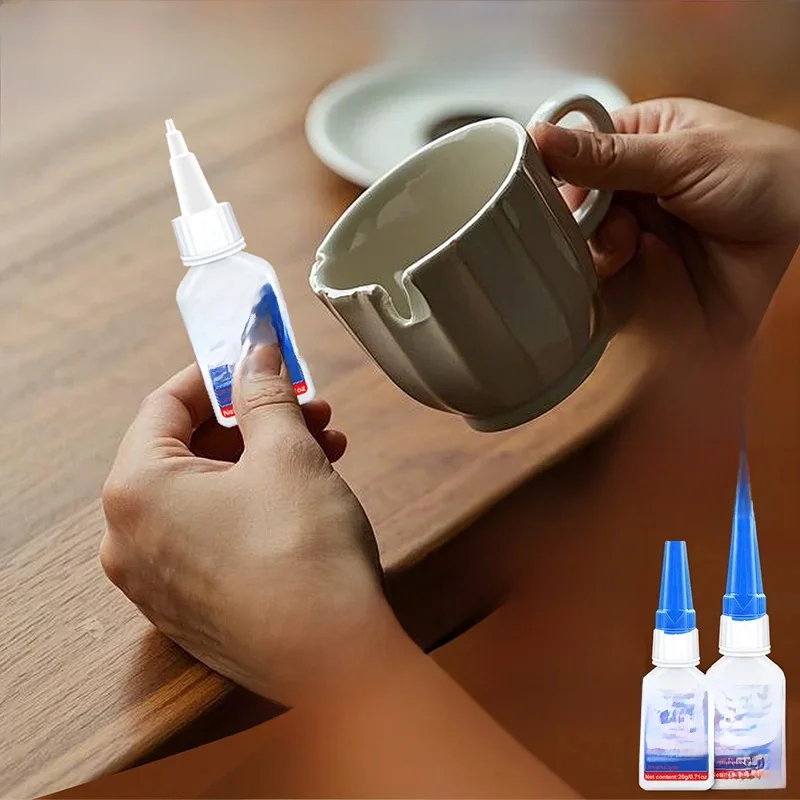 Colle pour céramique,20g Kit de réparation pour céramique,Super colle pour la réparation de la porcelaine et de la poterie,Colle à séchage rapide pour tasse,figurines,plats,assiettes,théière -