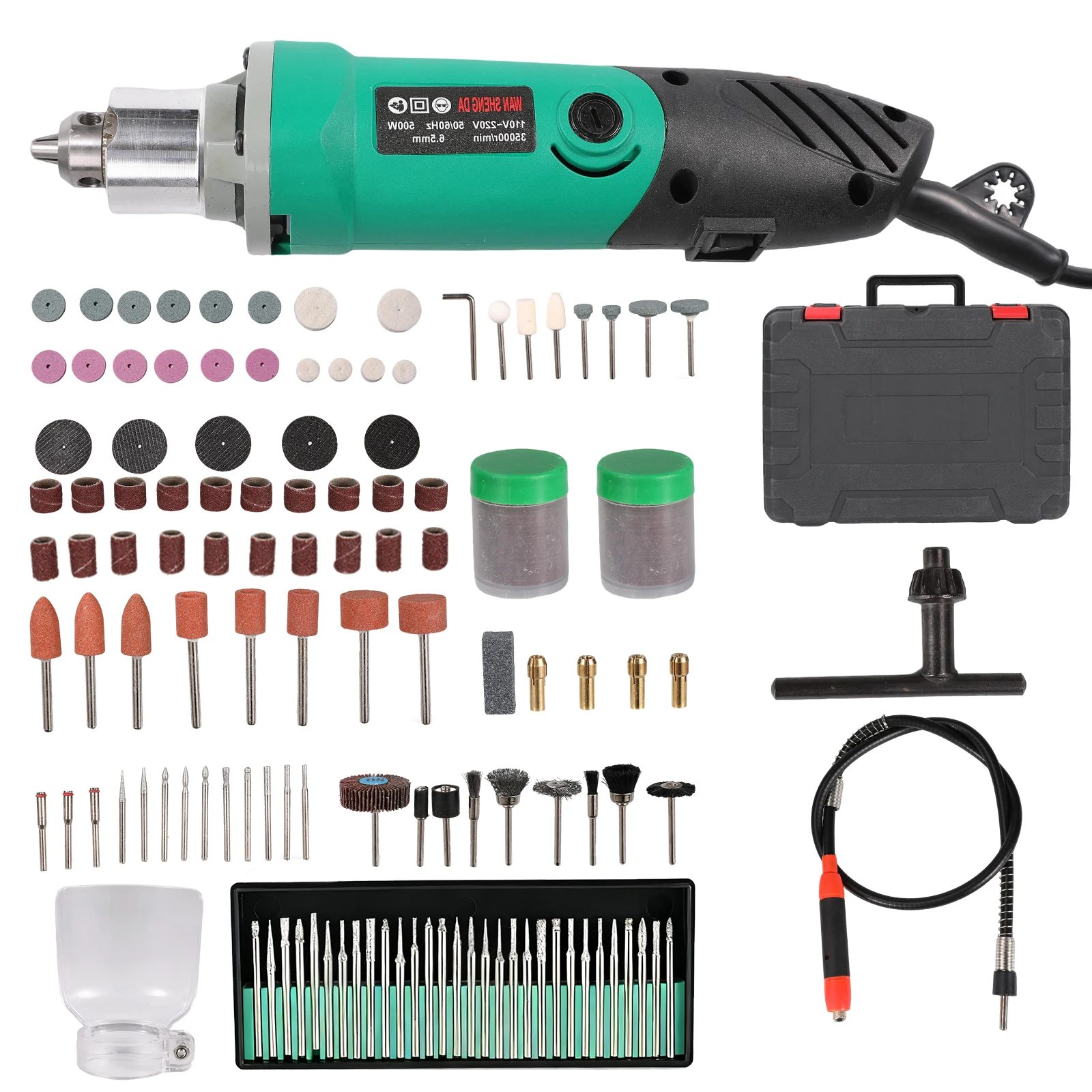 500W Graviermaschine Elektrische Bohrmaschine 6 Geschwindigkeiten Variables Rotationswerkzeug-Set Lochstanzen Schleifen Polieren Mini-Bohrer – Detail 9