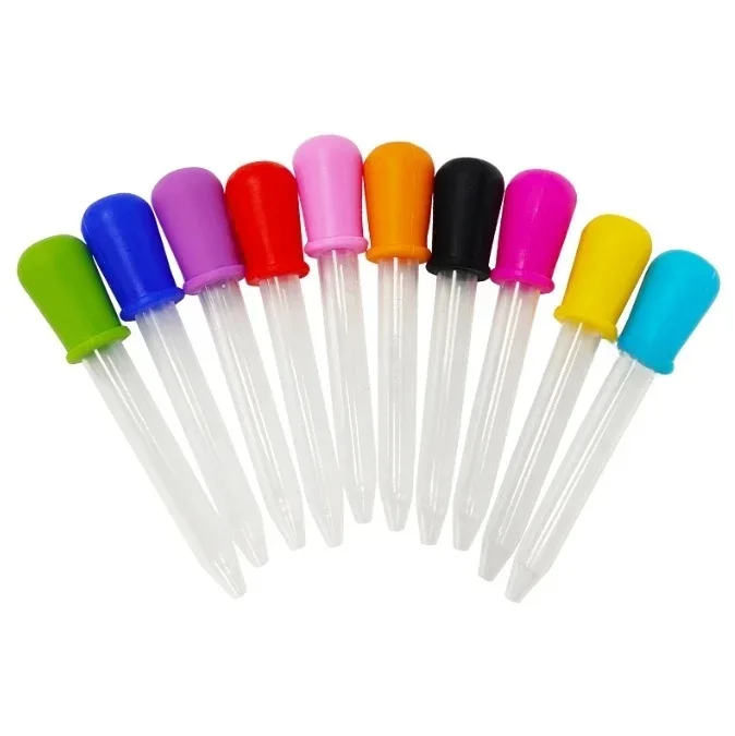 Pipette en plastique et Silicone de 5ml, 10 pièces/ensemble, fournitures d'expérimentation en laboratoire scolaire, compte-gouttes pour médicaments d'alimentation, liquide pour les yeux et les