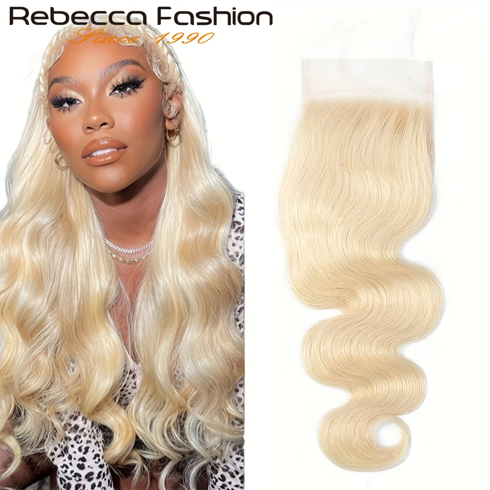 #613 Honey Blonde Color Body Wave 4x4 Transparent Lace Closure Remy Human Hair Pre Plucked Free Part 100% Remy Human Hair