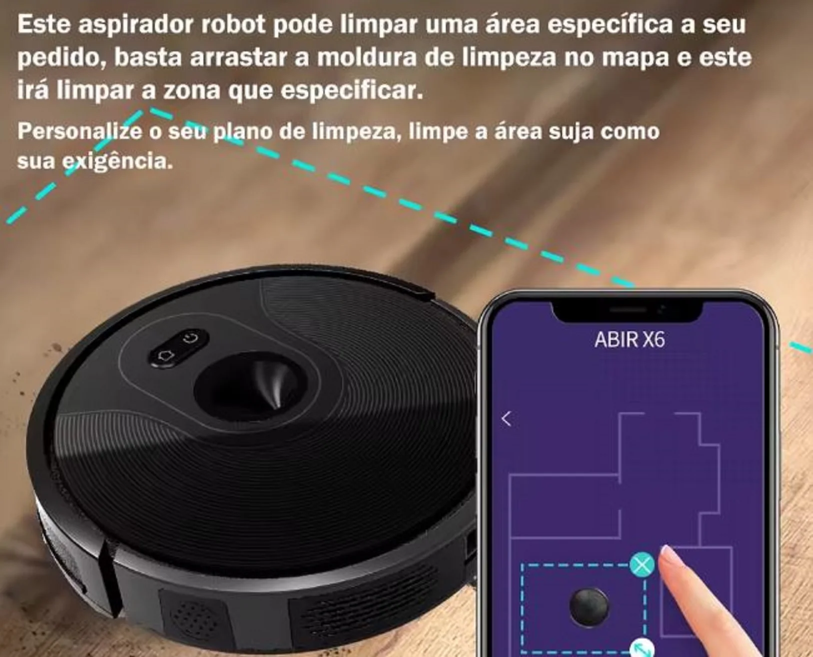 เครื่องดูดฝุ่นหุ่นยนต์คุณภาพสูง ABIR, การนำทางด้วยภาพ, การสร้างสิ่งกีดขวางเสมือนจริงผ่านแอป, แรงดูด 6000PA, ฟังก์ชันถูพื้นอัจฉริยะสำหรับบ้าน