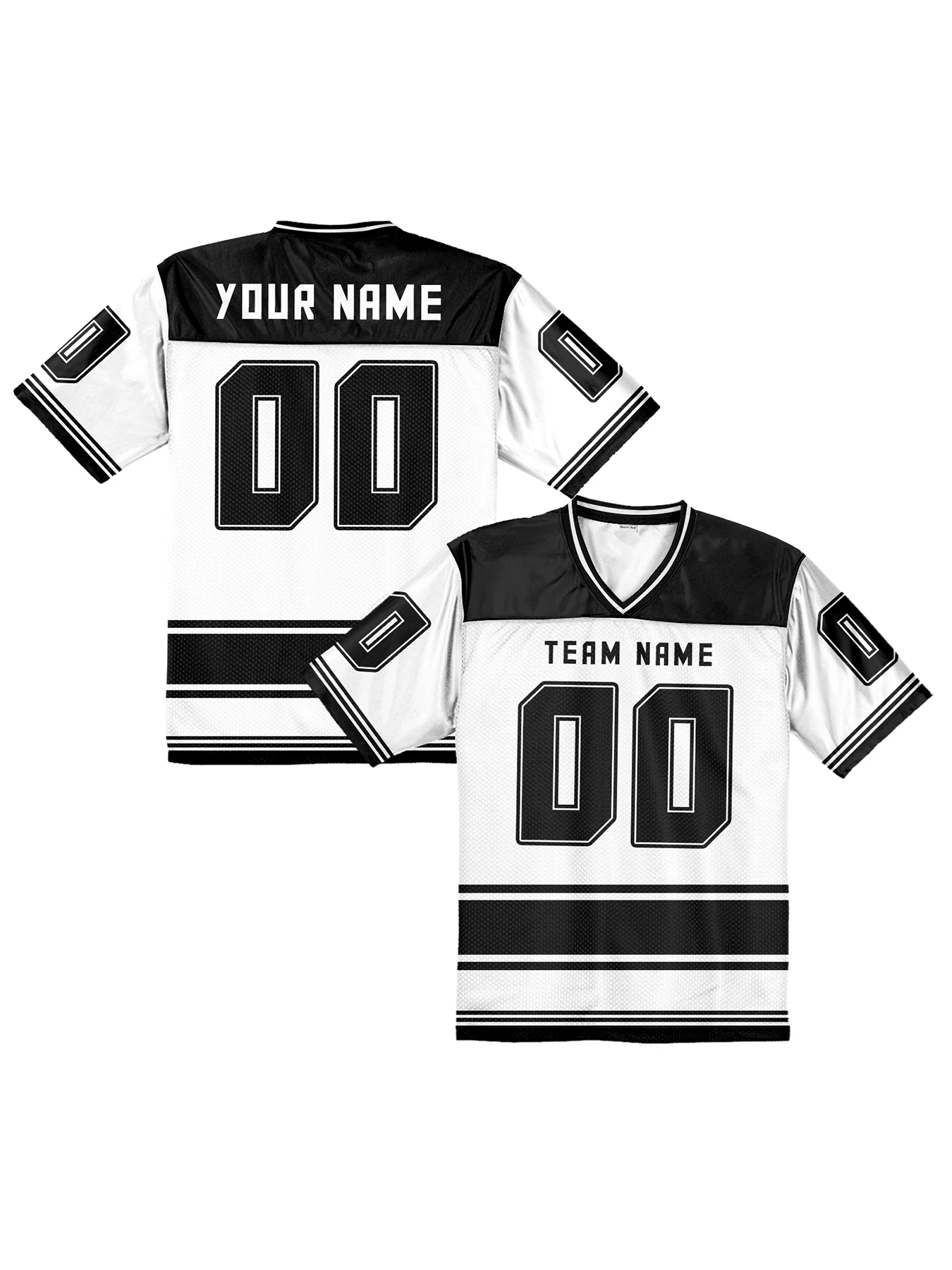 Custom American Football Jersey Black V-Neck - Personalized Name Number, Casual Fashion Top for Streetwear Men Women Youth
