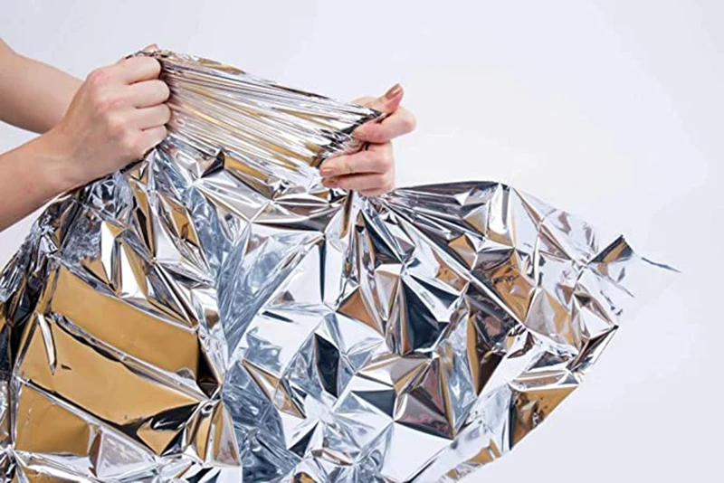 5 Stück Thermofolien-Saunadecke für Entgiftung, Gewichtsverlust, Ferninfrarot-Therapie, behält bis zu 97 % der Körperwärme, Überleben, Mylar-Decke – Detail 6