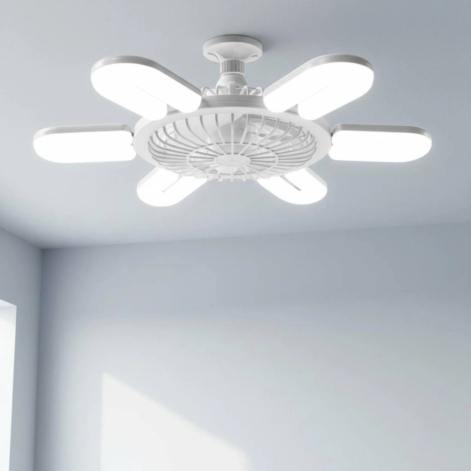 Led Folding 6-Blade Fan Light E27 Eye-Protecting Energy-Saving Home Bedroom Ceiling Fan Light Simple Ceiling Light