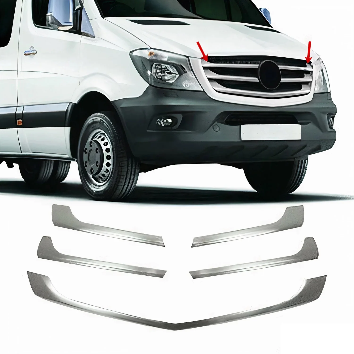 For Mercedes Sprinter W906 Front Grille Brushed Chrome 5x2013-2018 Stainless Steel High Quality Auto Accessories