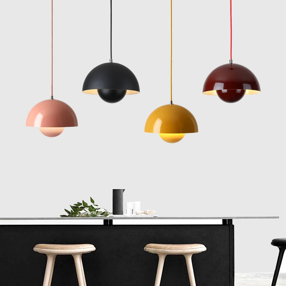 

Nordic Semicircular Pendant Light Modern Color Restaurant Hanging Ceiling Lamp Denmark Indoor Living Room Bar Led lampara techo