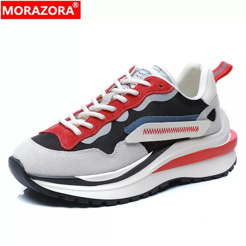 

MORAZORA 2024 New Arrive Suede Leather Shoes Women Sneakers Platform Shoes Ladies Flats Fashion Spring Summer Casual Shoes