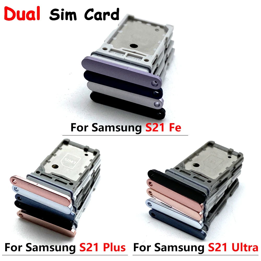 

Dual-Card Sim Tray Holder For Samsung S21 Fe / S21 Ultra / S21 Plus SIM Card Tray Slot Holder Adapter Socket Replacement Parts