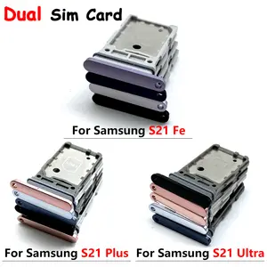 Bilashmart Dual Card Sim Tray Holder Samsung S21 Fe / S21 Ultra / S21 Plus SIM Card Tray Slot Holder Adapter Socket Replacement Parts