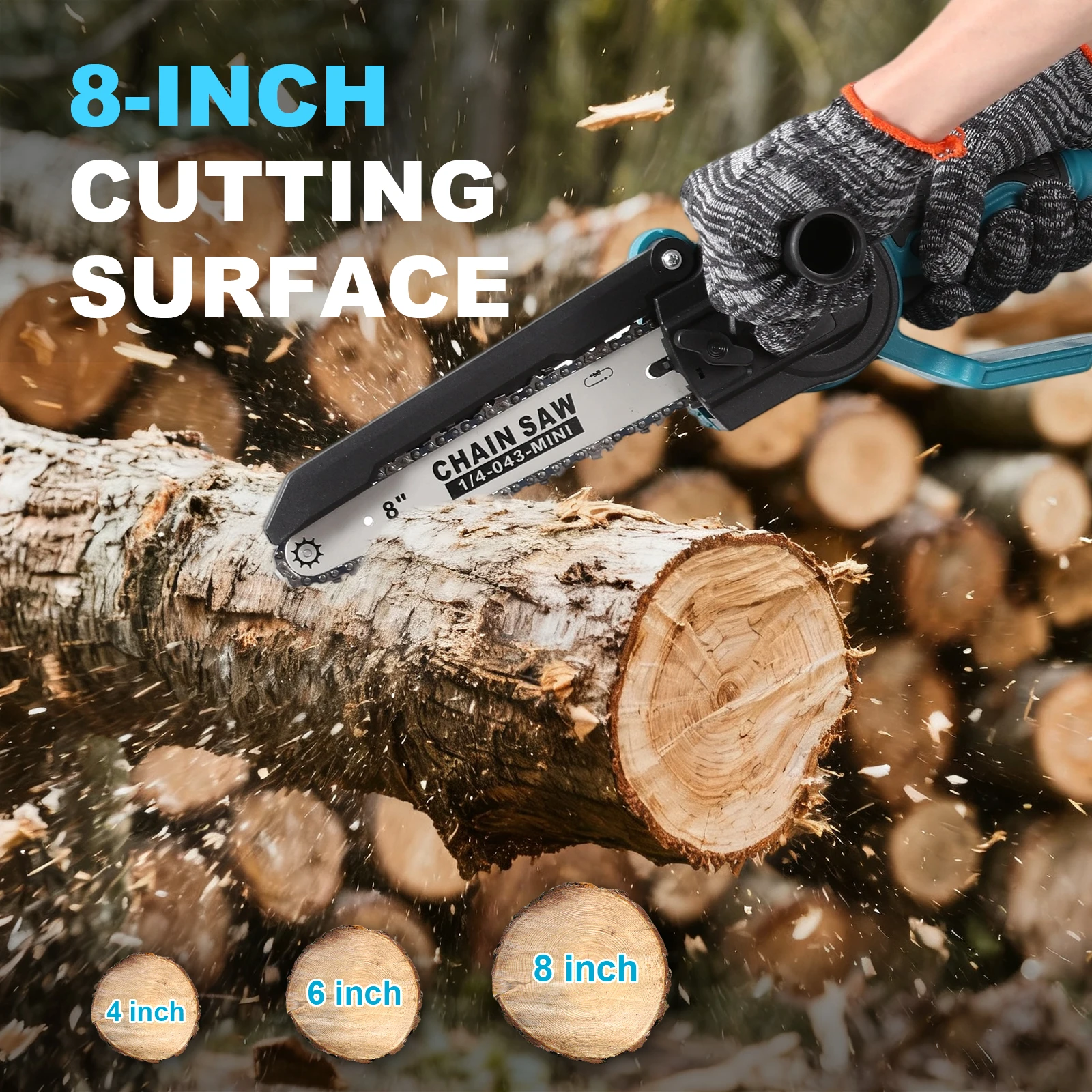 2-in-1 Akku-Teleskop-Astsäge 2,5m mit 6/8 Zoll Kettensäge für hohe Äste – Gartenpflege und Baumschnitt-Werkzeug – Detail 13