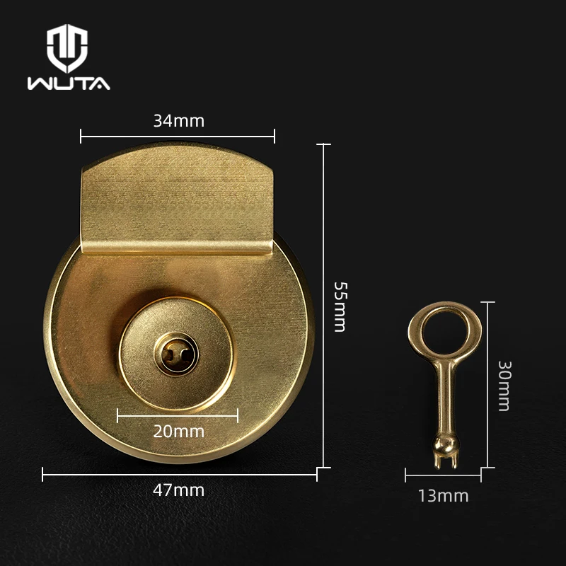 WUTA 100% Brass Bag Lock Accessories Vintage Round Twist Lock Key Metal Insert Lock DIY Leather Craft Hardware Handbag Luggages