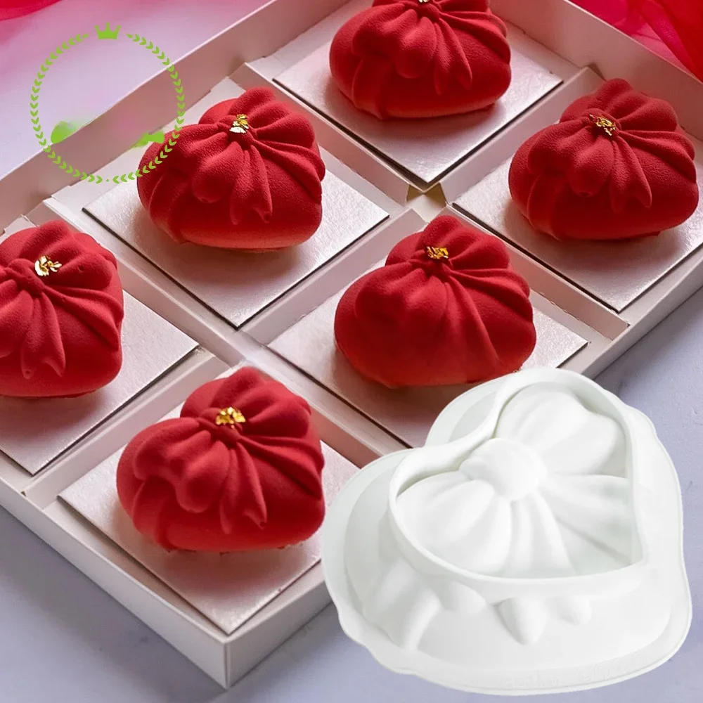 Dorica Bow & Love Heart Silikonowa forma do musu czekoladowego Diy Ręcznie robione mydło Forma do dekoracji ciast Narzędzia kuchenne do pieczenia — zdjęcie 2