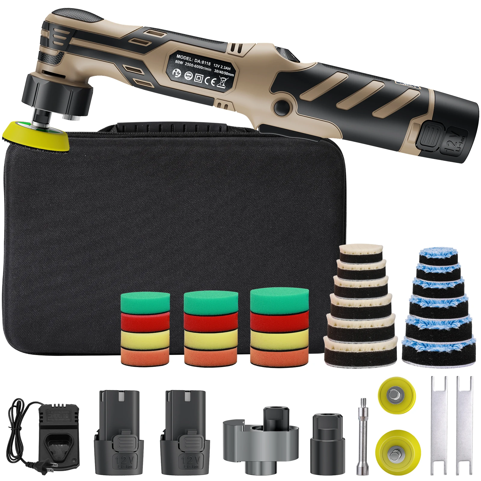 Mini lucidatrice per auto senza fili 12V che dettagli lucidatrice per auto senza fili Kit Pds da 1/1,5/2 pollici per cera automatica