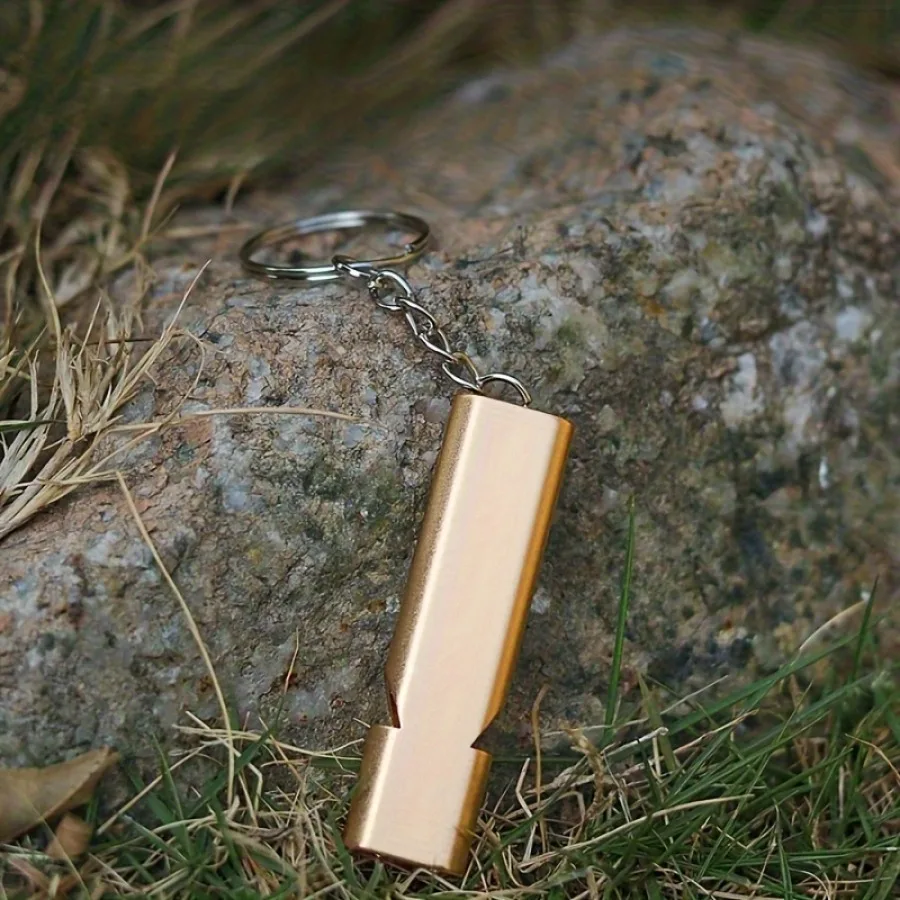 1/2 Piece Gold Survival Whistle Keychain with Double Hole Design, Suitable for Camping and Emergency Rescue, Perfect Gift Choice - Detail 1