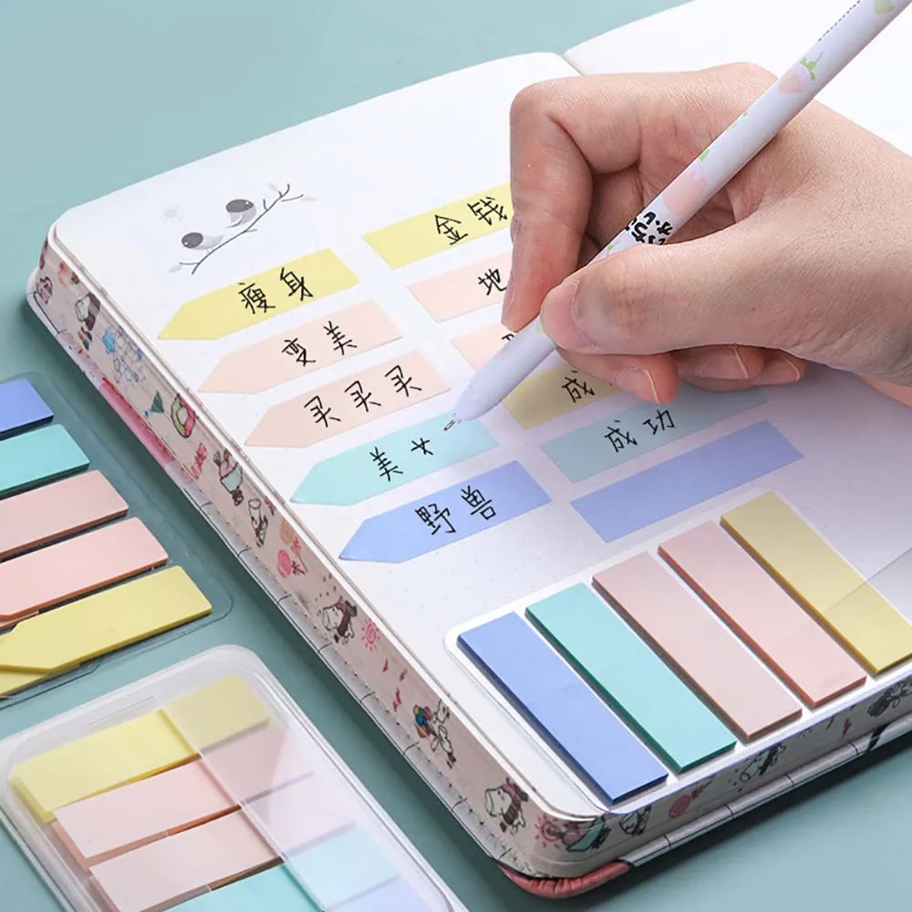 Morandi Solid Color Index Memo Pad Sheets Sticky Notes To Do List Planner Sticker Stationery Page Flag School Office Supplies