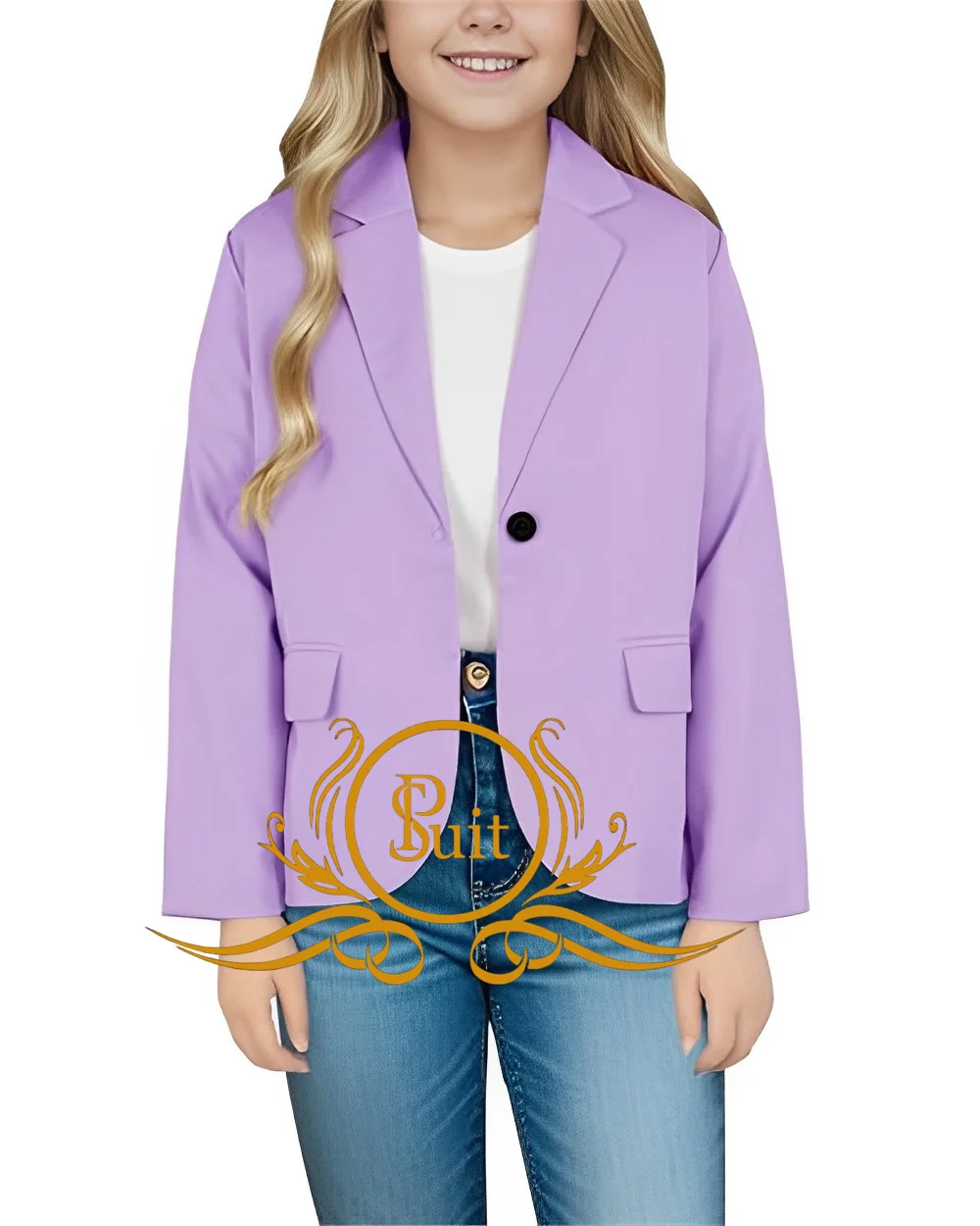 Solid Color Girls Casual Blazer Long Sleeve Open Front One Button Jacket Clothes with Pocket