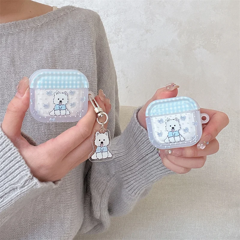 

Kawaii Cartoon Puppy Headphone Case For Apple Airpods 4 3 Pro 2 Cover with Charm Silicone Headset Charging Cases Airpod pro2 Gen