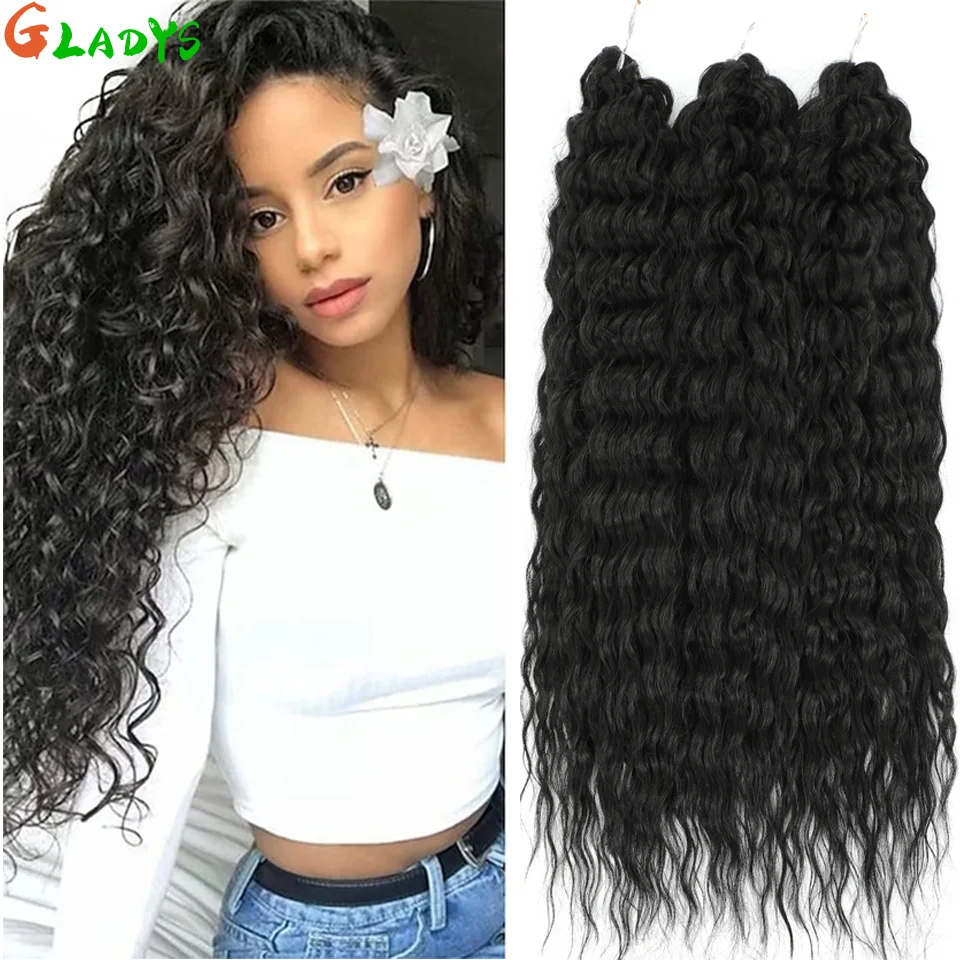 

Ariel Deep Wave Synthetic Braids Hair Extensions Water Wave Natural Black Braids Hair 22 Inch Twist Crochet Curly Hair Extension