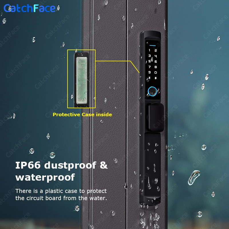 Cactchface TTLock APP Waterproof Fingerprint RFID Card Password Keyless Electronic Smart Door Lock Aluminum/Glass Alexa/Google