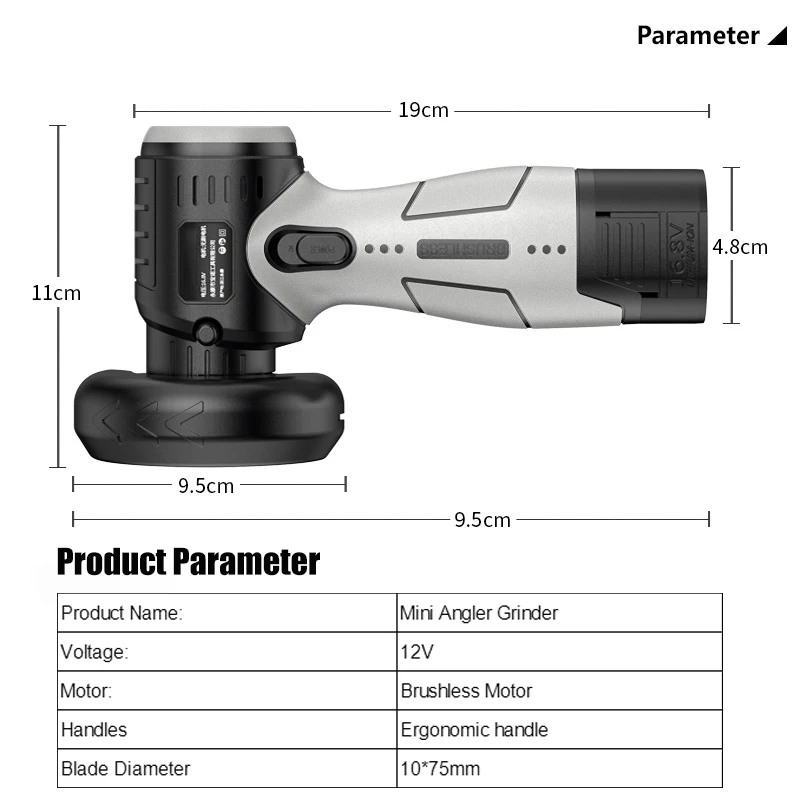 Mini Angle Grinder Compact and Portable 10000rpm lectric Grinding Machine Cordless Grinding Tool Suitable for Household and DIY