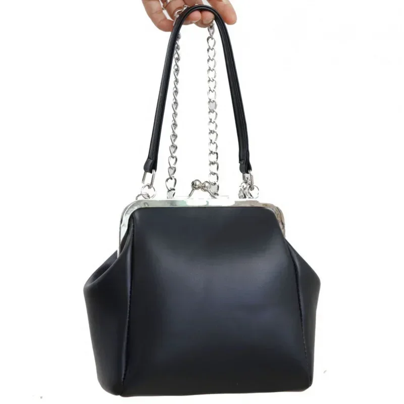 Moda damska torebka pocałunek zamek PU skórzany łańcuszek torba na ramię typu crossbody Vintage małe kobiece torby z klipsem torebki torba na telefon — zdjęcie 2