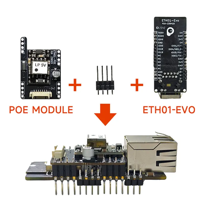 POE Module ESP32-C3 Expands DM9501 Ethernet WIFI Bluetooth Small Gateway and Supports POE Power Supply Available with ETH01-EVO