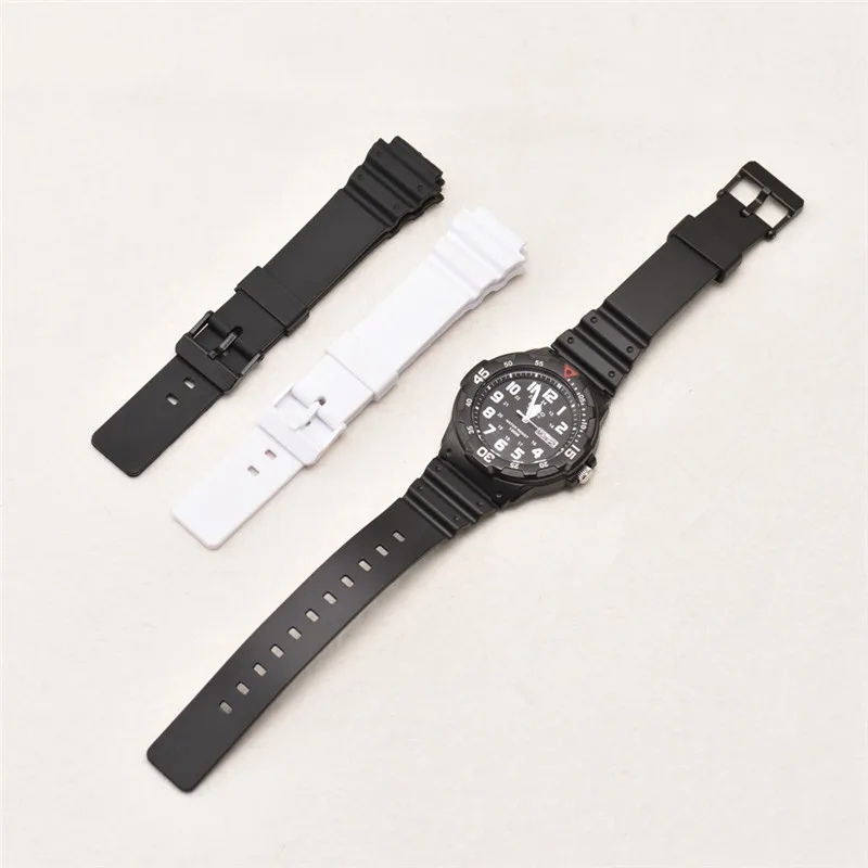 Resin Strap For Casio MRW-200H 18MM Watch Band Mens Sports Waterproof Black White  Replacement Watch Accessories