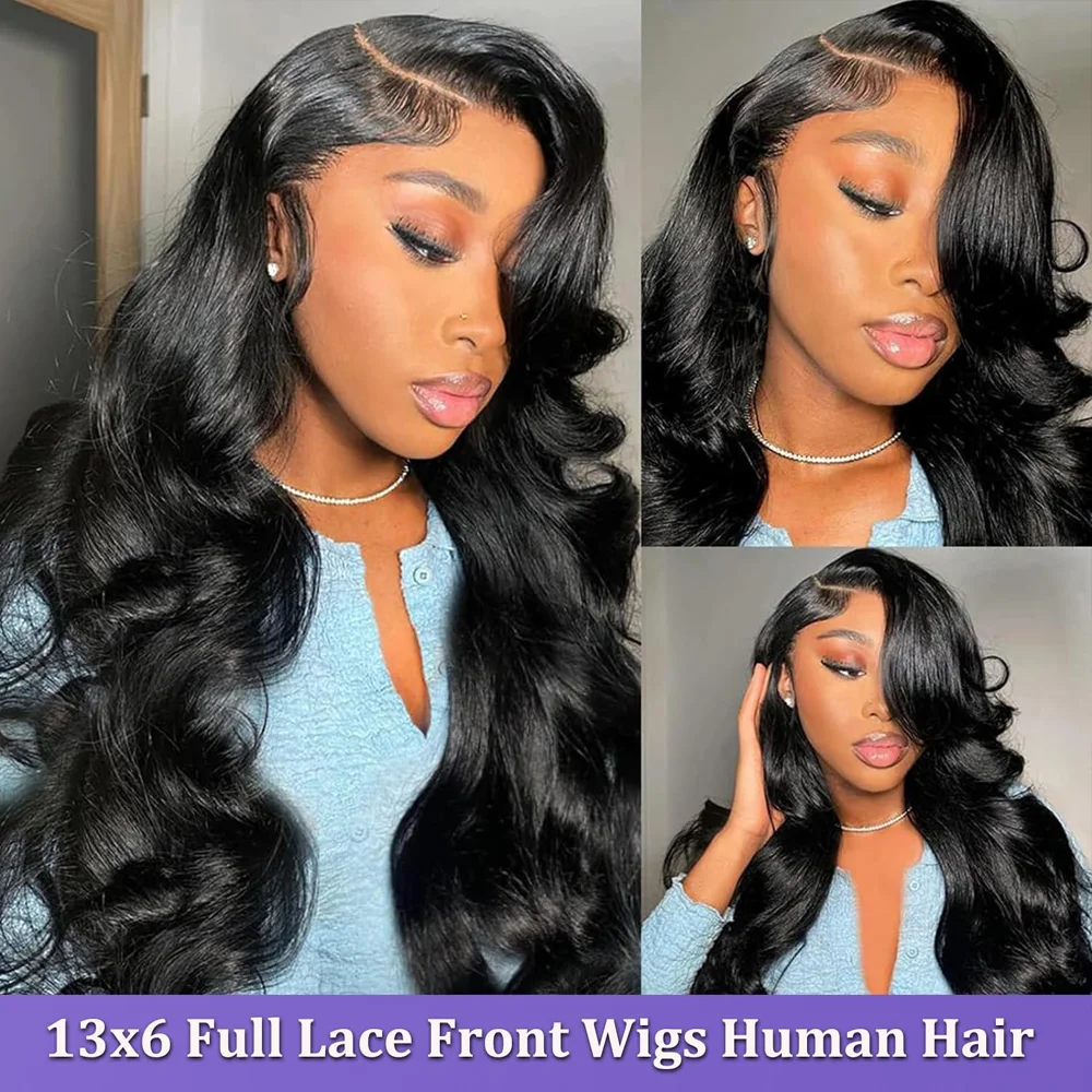 13x6 HDボディウェーブレースフロント人毛ウィッグ ボディウェーブレースフロントウィッグ 密度200% 13x6レースフロントウィッグ 生え際処理済み