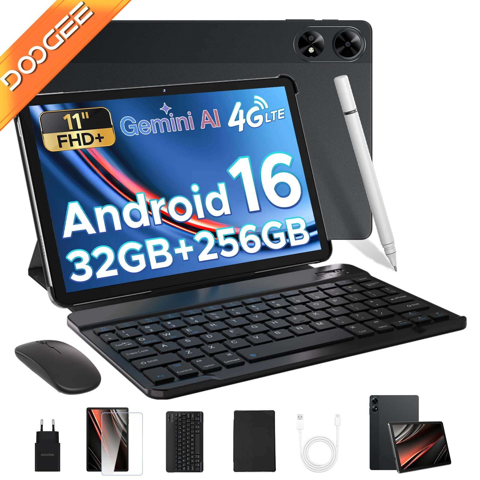 DOOGEE Tab G6+ Tablet 11 inch Android 16 Gemini Al FHD+ Display 8000mAh Battery 32GB 256GB Support Widevine L1 Dual Speakers