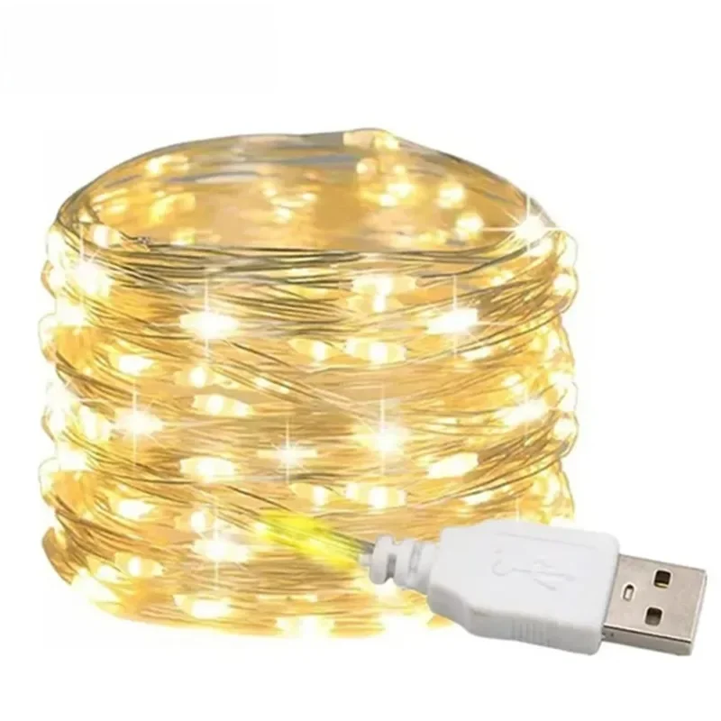 10M 20M étanche USB LED lumières chaîne fil de cuivre fée guirlande lampe lumineuse noël fête de mariage vacances éclairage couronne