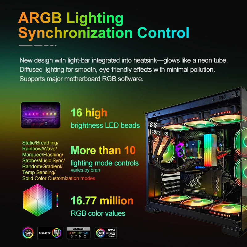 KingBank 32GB DDR5 6000MHz CL26 RGB Pamięć Dual Channel Overclocking XMP3.0 EXPO 16GBx2 do gier i systemów o wysokiej wydajności