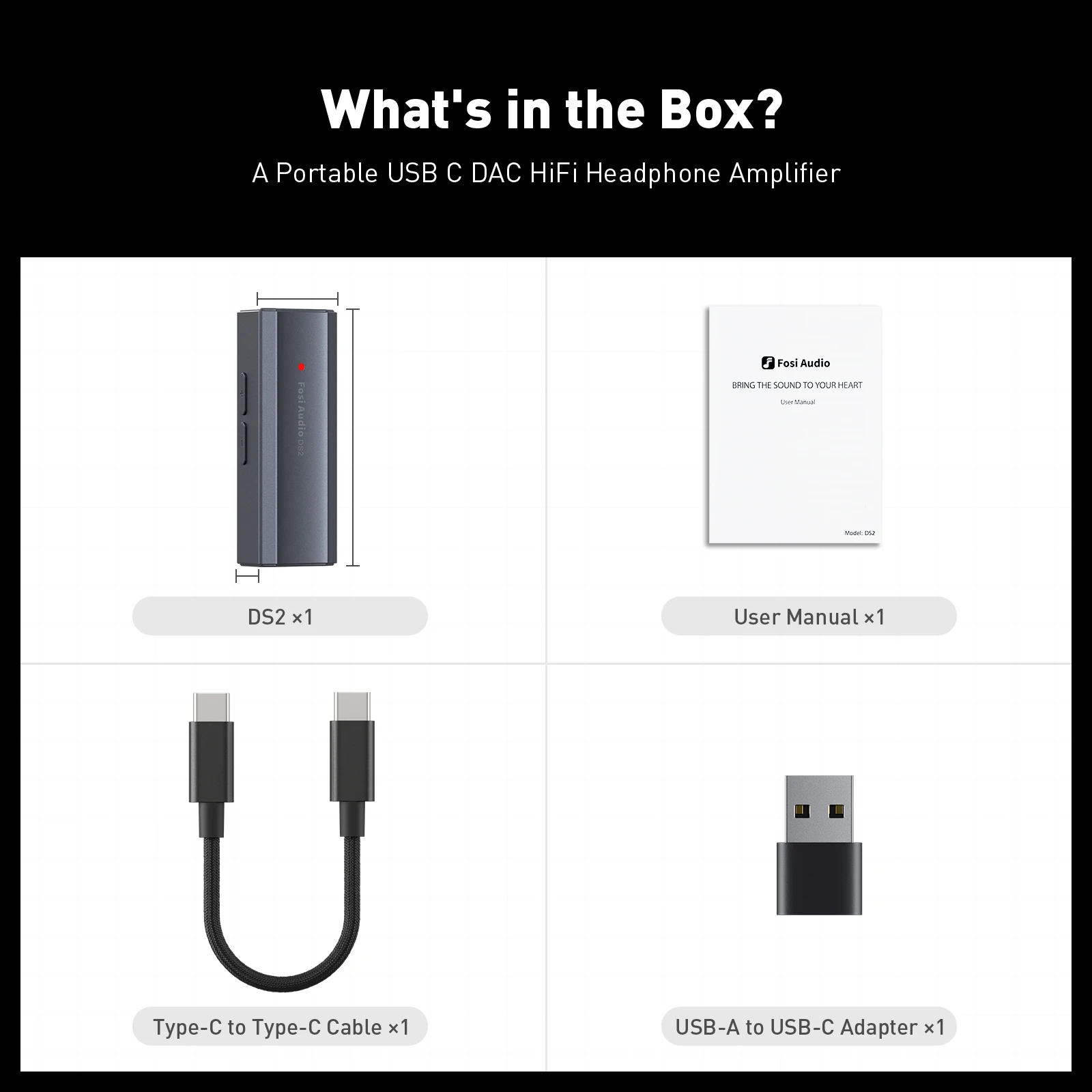 Fosi Audio DS2 Dual CS43131 Portable USB DAC & AMP Headphone Amplifier Portable Dongle DSD256 32Bit/384 Dual Outputs
