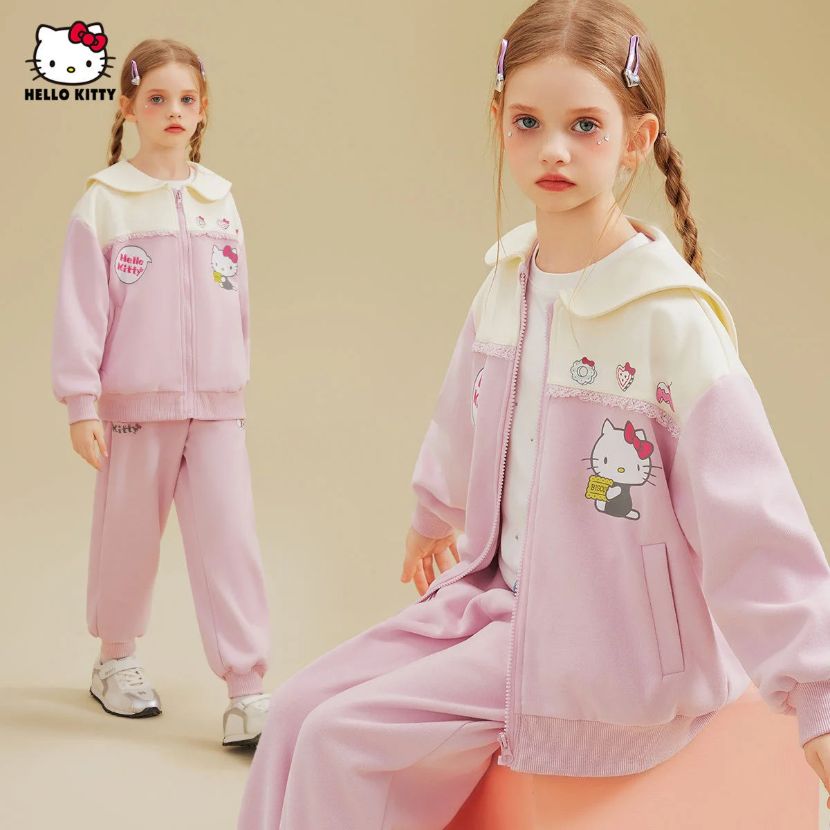 

[Genuine Authorization] HelloKitty Children's Set Girls 2025 New Spring and Autumn Set Girls' Sports Set