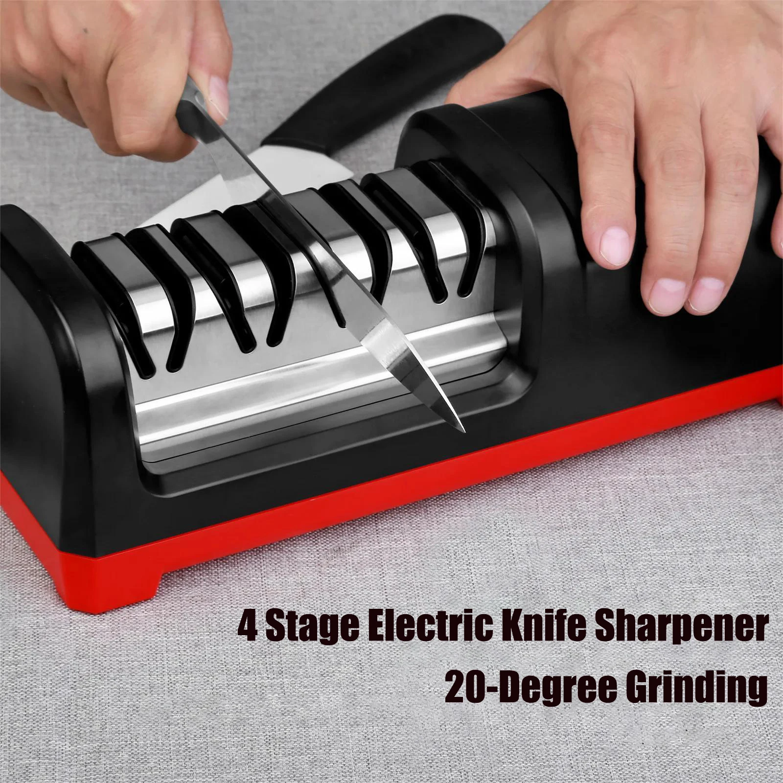 4 Stage Electric Knife Sharpener 20-Degree Grinding Edge Knife Sharpener for Kitchen Knives with Sharpening and Polishing