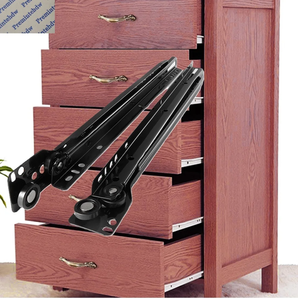 

1Pair Black White Euro Bottom Mount Drawer Roller Slide