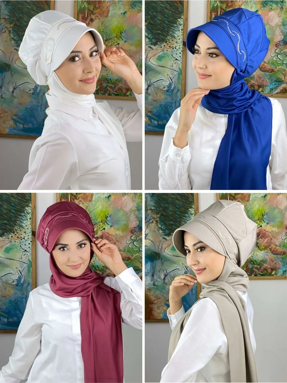 Stone Buckle Detailed Scarf Hat Shawl, Buy 2 Get 1 Free, Bonnet Muslim Fashion Hijab Casual Bonnet Summer Clothing Muslim Woman