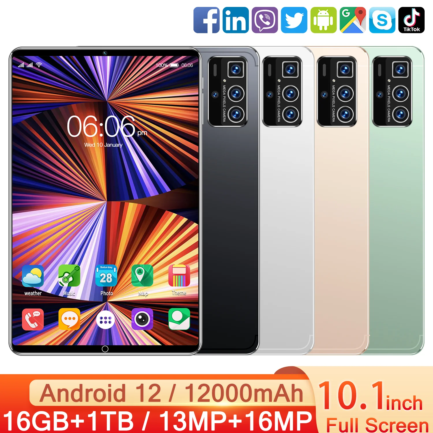 2024 wersja globalna Pro14 10 Cal Tablet Android 12 16GB 1T 12000mAh Dual SIM 10 Core WPS GPS Bluetooth 5G sieć Tablet GPS PC