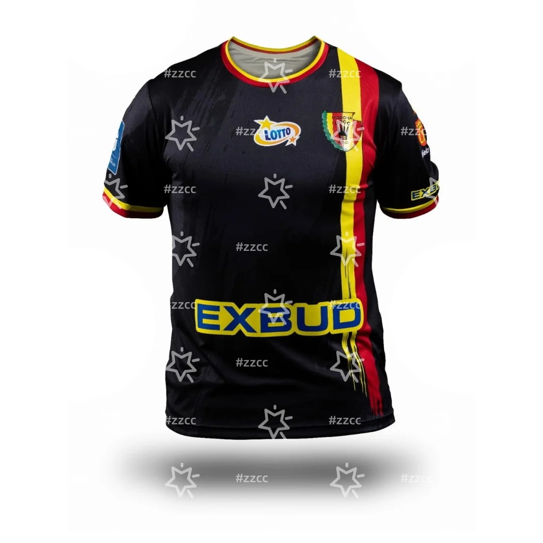 25-26 Ekstraklasa Korona Kielce المنزل لكرة القدم جيرسي الخريف الرياضة الجافة بسرعة تي شيرت رجالي ملابس الأطفال المحملة Y2k امرأة #3