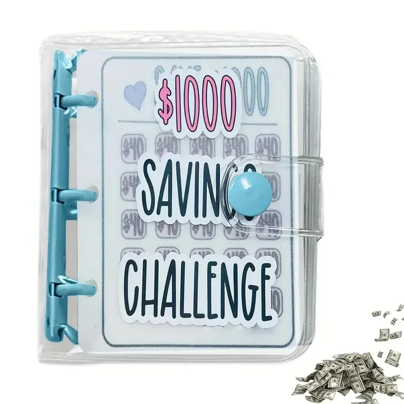 

Mini Money Saving Binder, Savings Challenge Book with Envelopes, Portable Budget Binder, Clear Loose Leaf Book for Deposit