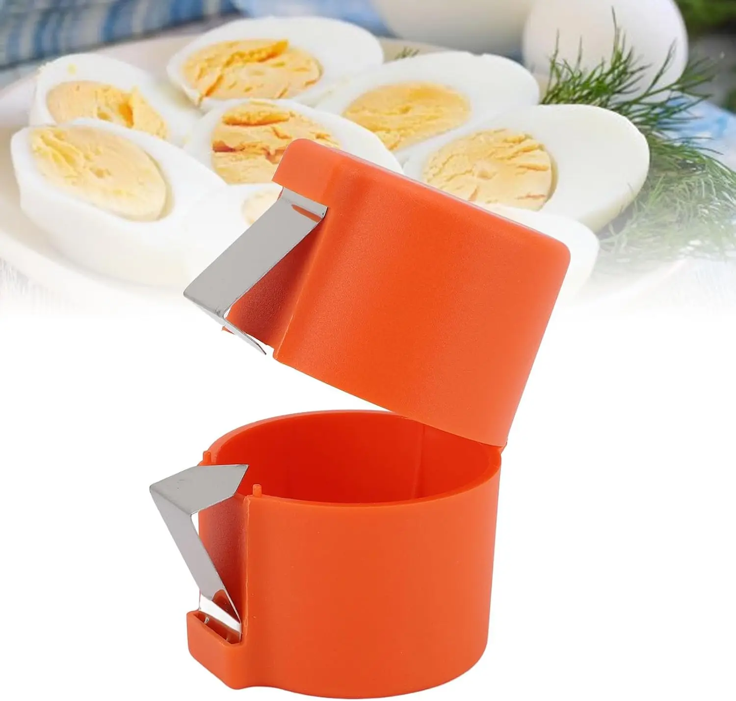 2026 New Egg Shell Opener, Egg Cracker Tool for Hard Boiled Eggs, Stainless Steel Eggshell Breaker, Handheld Egg Separator for Kitchen Restaurant Prep(Orange Red)