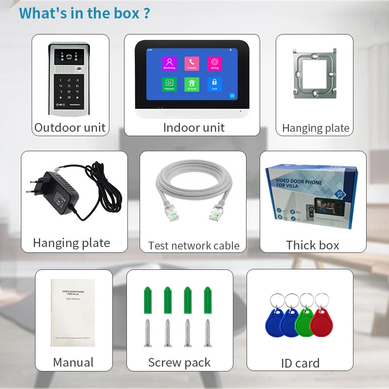 Timbre Digital con detección de movimiento, intercomunicador inteligente con WiFi, pantalla HD de 7 pulgadas, 1080P, puede grabar fotos y vídeos,