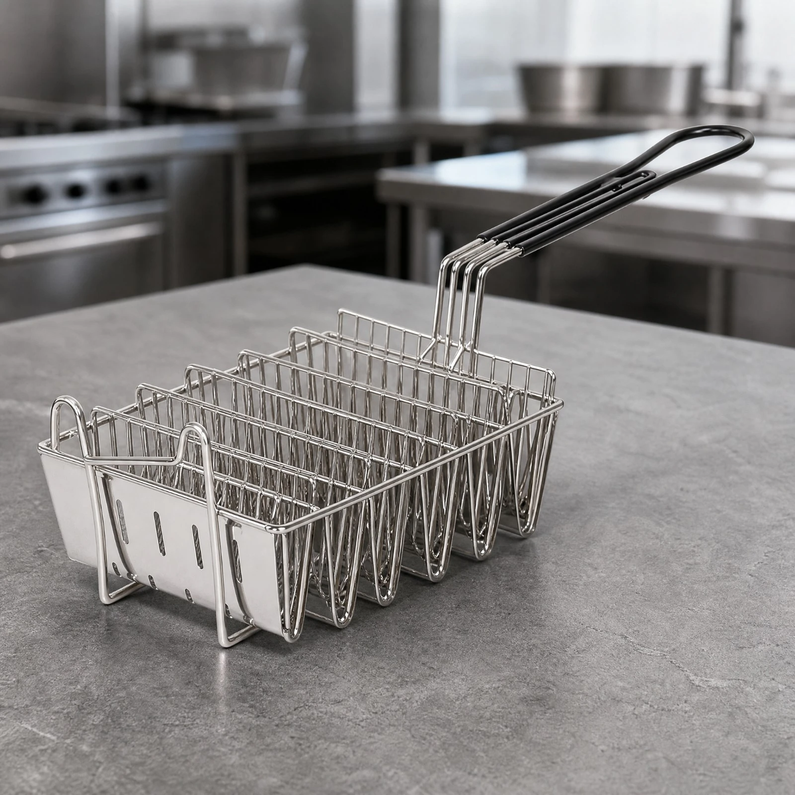 Wire Taco Fry Basket with Long Handle High-Temperature-Resistant V-Shaped Taco Frying Basket for Restaurant Kitchens,Stall