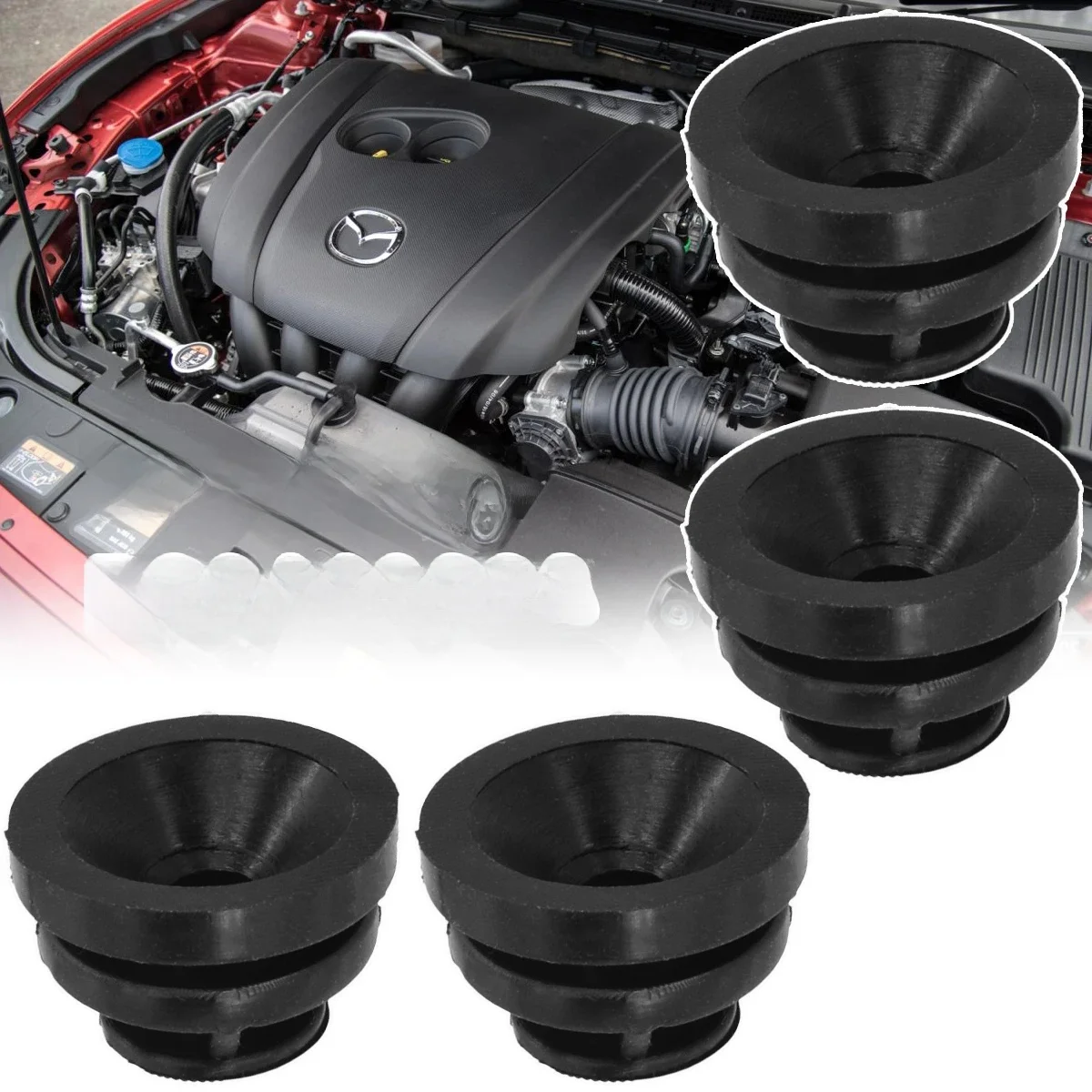 Couvercle supérieur de moteur de voiture, œillet de montage en caoutchouc P 30110238 Coussin de plaque de protection en caoutchouc pour moteur Mazda 2 3 5 9 6 CX3 CX30 CX5 CX9