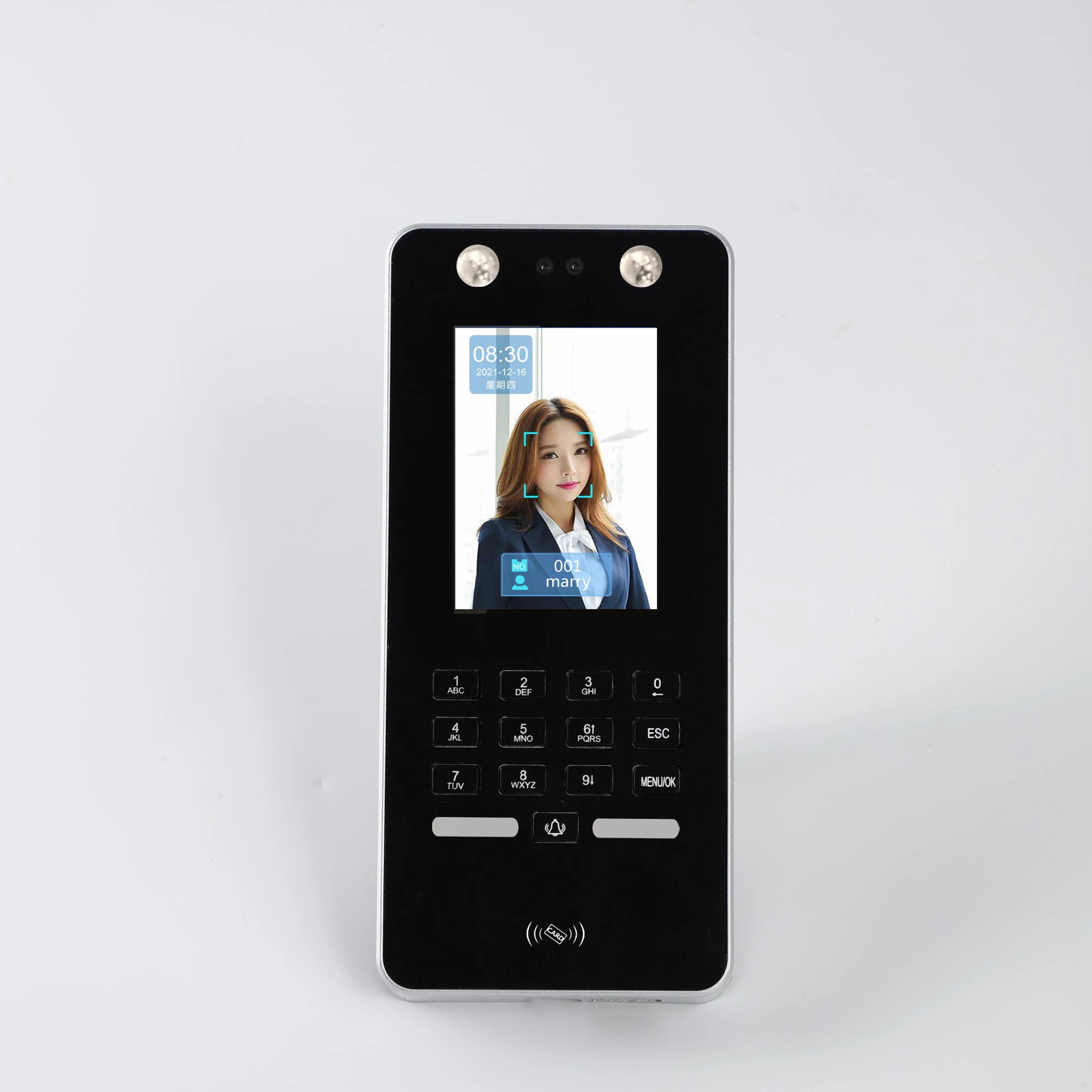 2.8-inch Color Screen 2000 Face Recognition, 2000 Passwords, 2000 Cards RFID Card Access Control Attendance Door Lock System