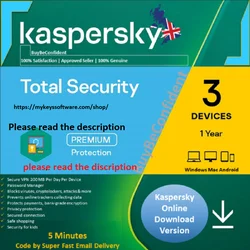 Lot Kaspersky toplam güvenlik 2023 1-3-5-10 apparepare1 bir par e-posta TVA incluse (lütfen aşağıdaki açıklamayı okuyun)