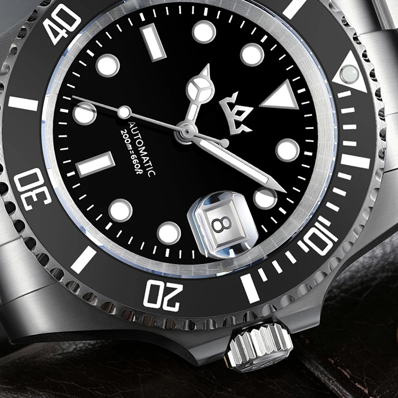 AddiesKin K012 Men's Automatic Diving Watch ST2130 Semi Precious Sardonyx Dial Color Matching Ceramic Bezel 200M Waterproof