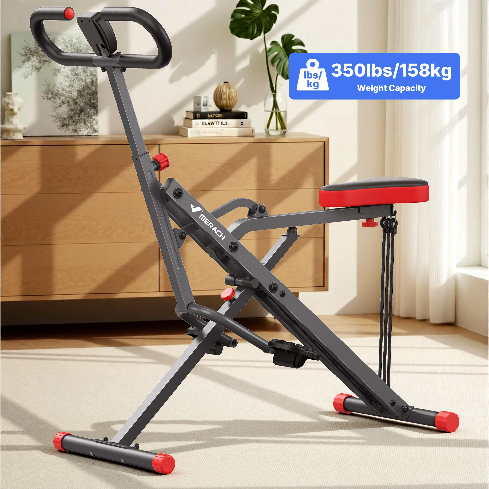 MERACH R07 Squat Machine 2-in-1 Squat Roeimachine Eenvoudige Opstelling Opvouwbare Fitnessapparaat Glute Trainer Machine Glutes Been Thuis Fitness