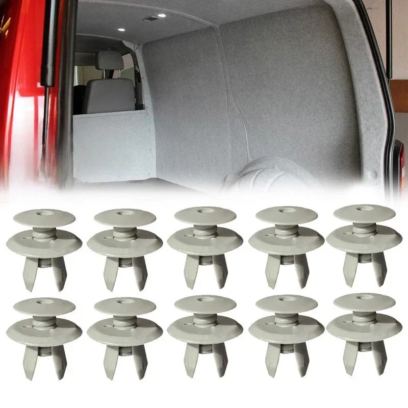Clips de doublure de panneau de garniture de fixation de voiture, 50 pièces, Clip de support en plastique gris, intérieur de voiture pour VW Volkswagen T4 T5 Transporter Eurovan