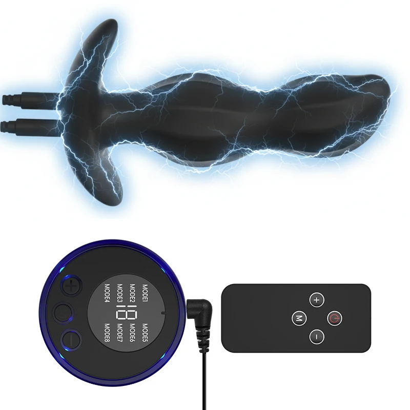 Electric Anal Plug Electro Stimulation Silicone Butt Plug 15m Wireless Remote 8 Modes 19 Levels Conductive USB Rechargeable
